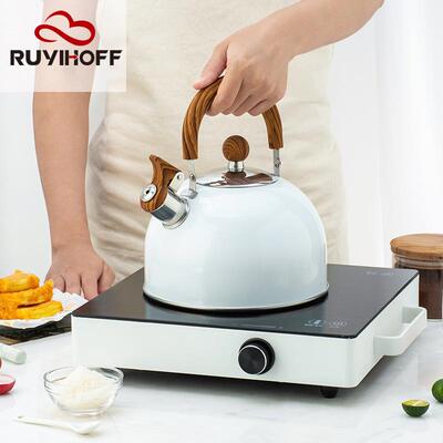 新款白色折叠手柄鸣笛烧水壶欧式厨房鸣音水壶kitchen utensils