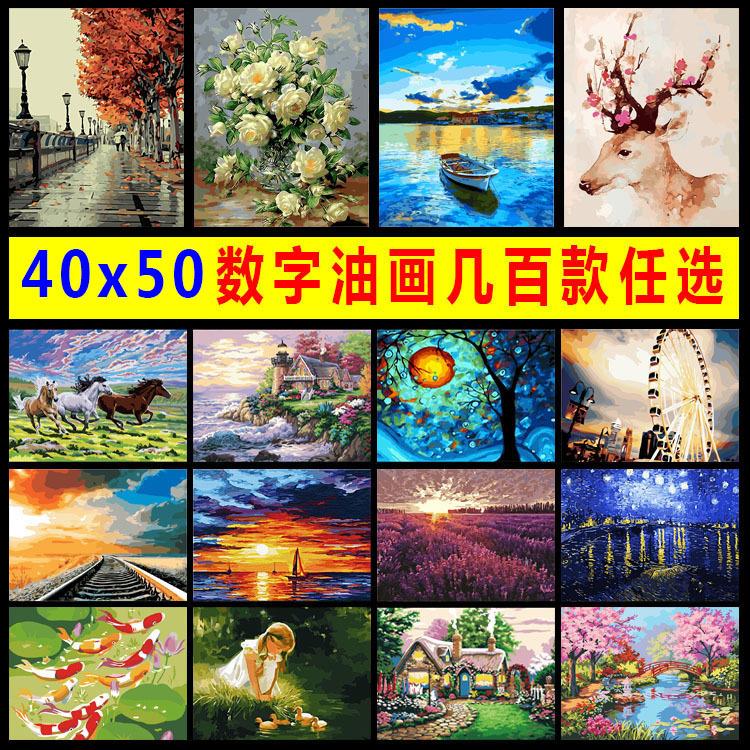 diy数字油画40*50风景人物花卉爱情卡通客厅装饰厂家直销百款任选图片