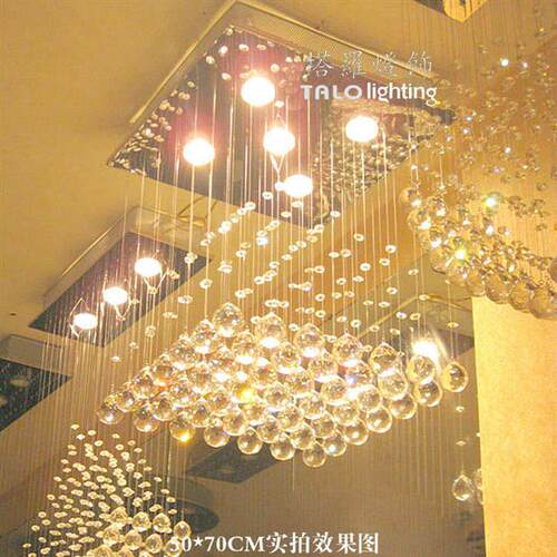方形led水晶灯卧室客厅吸顶灯创意LED餐厅灯时尚吧台吊灯