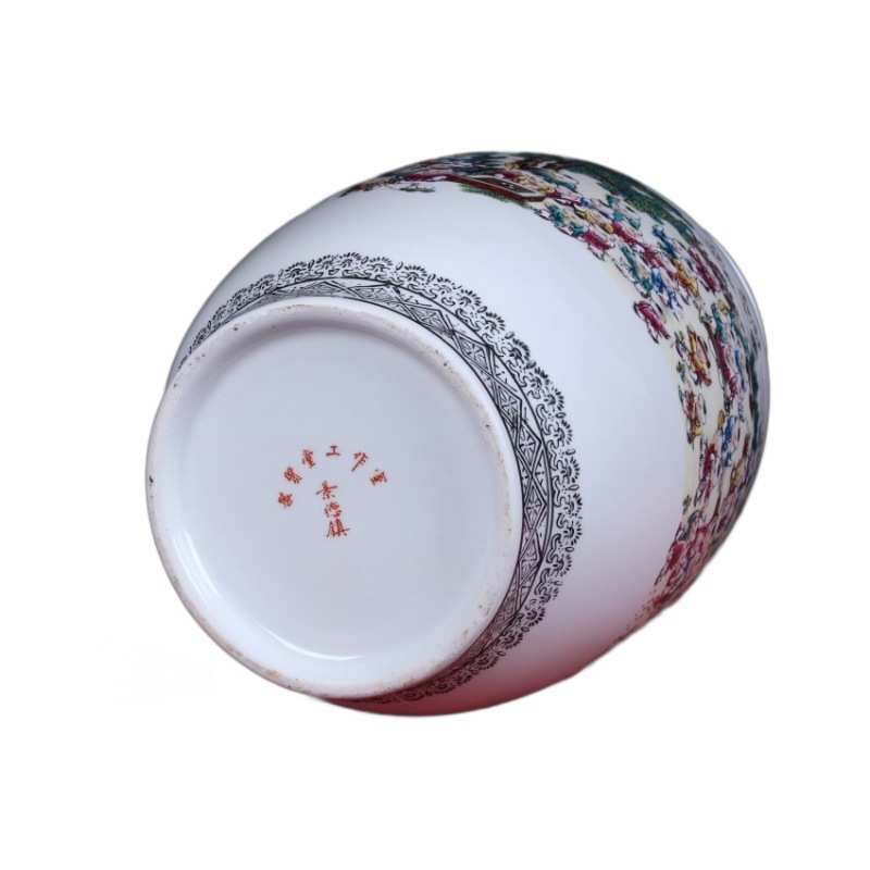 景德镇陶瓷花瓶 仿古做旧粉彩百子图冬瓜花瓶摆件陶瓷工艺品批发