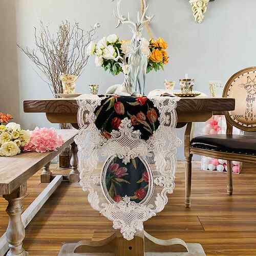 正品欧式风轻奢高端餐结桌旗婚桌布中间布长条茶桌布电柜桌布艺蕾