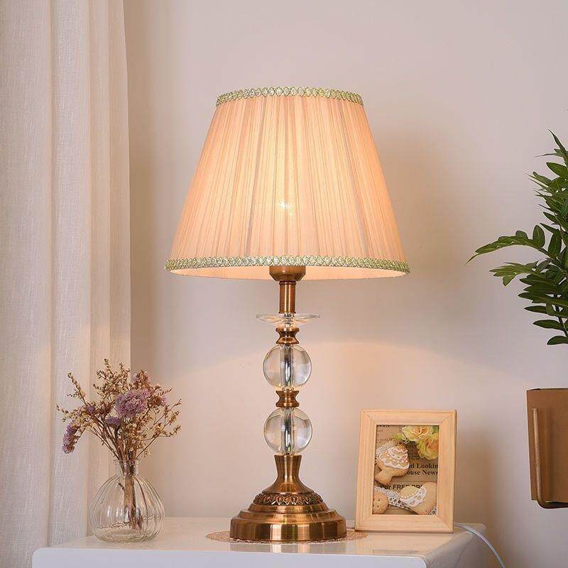 欧式水晶台灯创意紫粉色温馨浪漫公主现代简约镀全铜卧室床头台灯