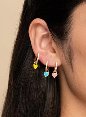 BOAKO Silver Plating Hoop Earrings With Cute Candy Neon Colo