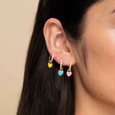 BOAKO Silver Plating Hoop Earrings With Cute Candy Neon Colo