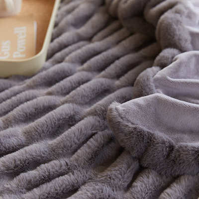 冬季亲毯毯休闲沙发轻泡泡仿毛盖床肤舒适高档绒毯毯兔毛奢尾皮毯