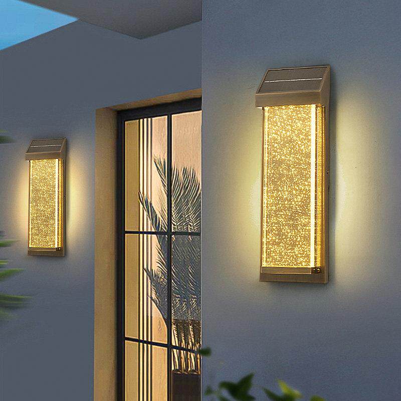 水晶户外全铜壁灯太阳能防水阳台灯别墅大门走廊过道外墙庭院接电