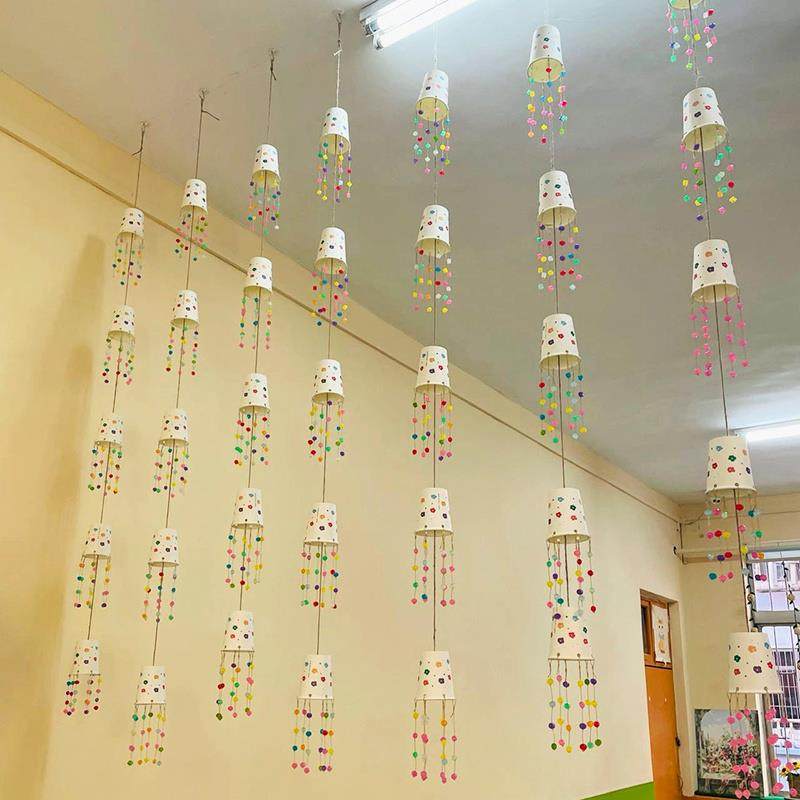 幼儿园纸杯风铃环创区域隔断空中吊饰挂饰材料装饰美工区布置书法,家居饰品,吊饰/挂饰,淘宝优惠券,粉丝福利购,淘宝优惠卷