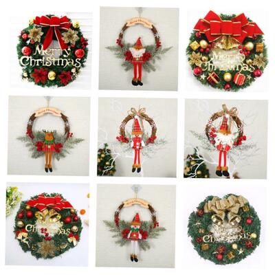 Christmas decorations wreaths and wreaths and stripes