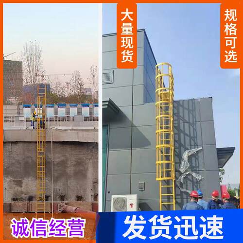 玻璃纤维爬梯护笼安全厂房绝缘直梯外墙登高梯基坑深水井工业井围