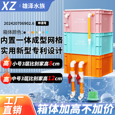 专利防堵棉工业风鱼缸过滤器滴流盒鱼池水循环系统周转箱过滤箱