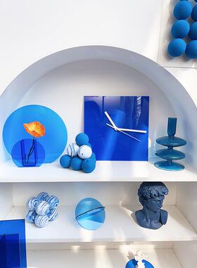 客厅电视机柜装饰品轻奢高档克莱因蓝色亚克力花瓶摆件高级感小众