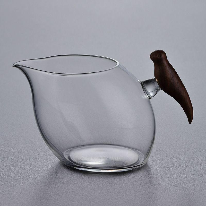 瓷溪澗小鳥公道杯大容量木柄家用耐熱玻璃公杯分茶器茶海功夫茶具