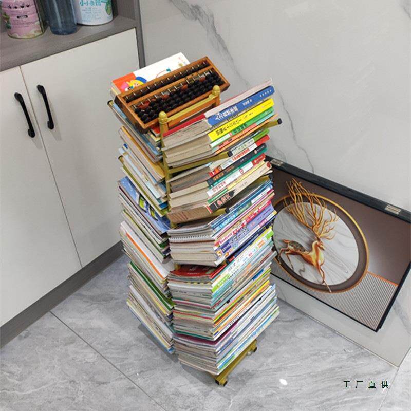 儿童书架简易树形多层绘本架铁艺书架可移动收纳书本展示架