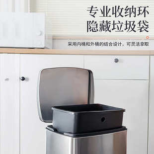 带盖垃圾桶大容量批发家用厨房大号办公室专用商务脚踩不锈钢
