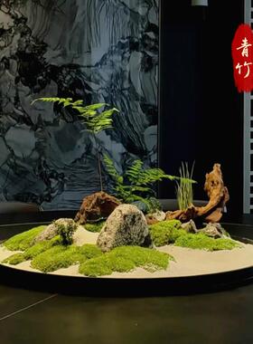 大桌中间摆件转盘中摆饭花间仿真新中式圆沙盘011高端店电动餐桌