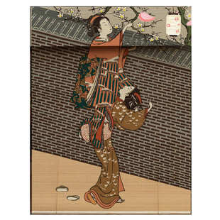 印花竹帘卷帘窗帘榻榻米遮光寿司店酒馆背景装 日式 饰拉帘隔断门帘