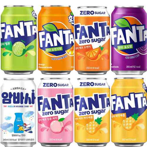 韩国进口Fanta 芬达汽水橘子味葡萄味凤梨味碳酸饮料350ml