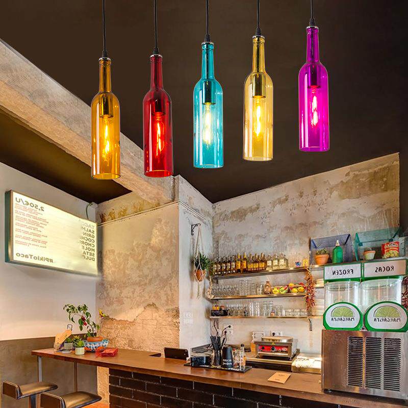 工业风复古酒吧咖啡厅吧台吊灯Loft创意个性餐厅怀旧酒瓶装饰吊灯