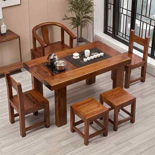 老BAF船木阳式台茶小桌椅组合纯实木办喝公室新中茶几茶台家用茶