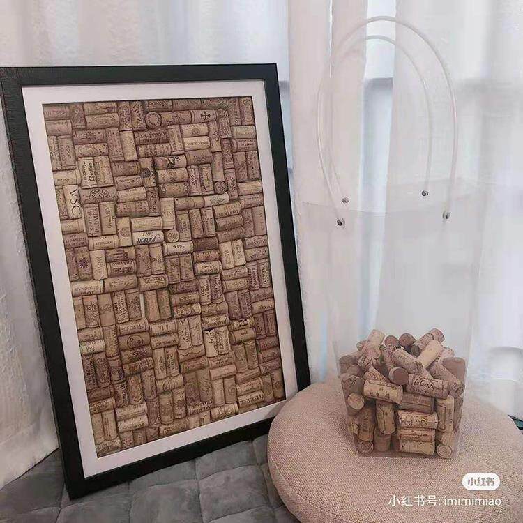 24寸红酒木塞装饰画 画加厚立体标本框中空3cm