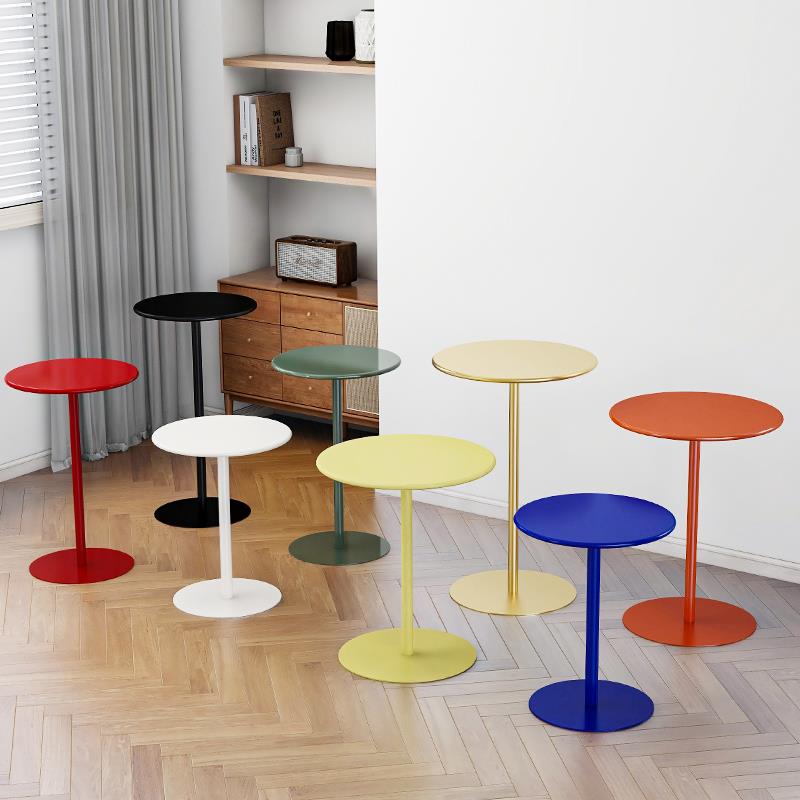 网红奶茶店小圆桌白色桌椅商用接待洽谈桌甜品高脚咖啡桌小餐桌