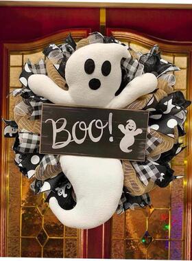 Halloween Ghost BOO Wreath Halloween Garland Door Hanging Wr