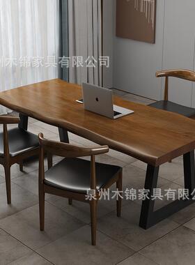 木美式实公木书桌现代简约办公接MTA008-2室会议桌公司待会客办桌