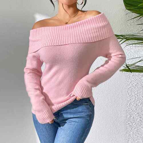 Women's collar, one shoulder sweater, off shoulder knit