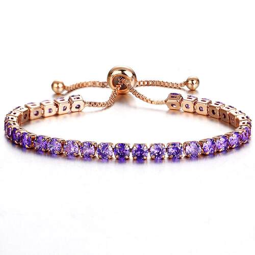 BJ71051 Crystal Bracelet镶嵌水晶推拉手錬女士金色满钻单排手饰
