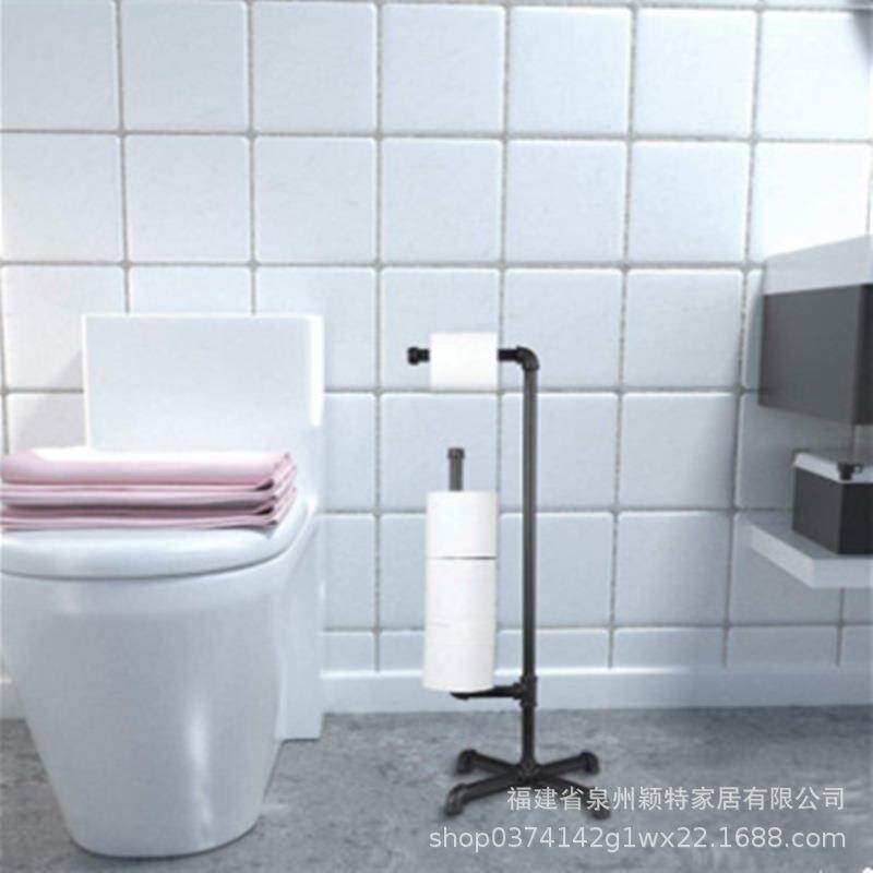 个性落地工业风格水管美式纸巾架厕纸架跨境 现代简约铁艺毛巾架