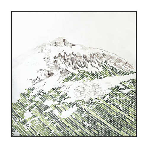 客厅背景墙装饰画入户玄关抽象雪山山峰壁画方形现代轻奢单幅挂画