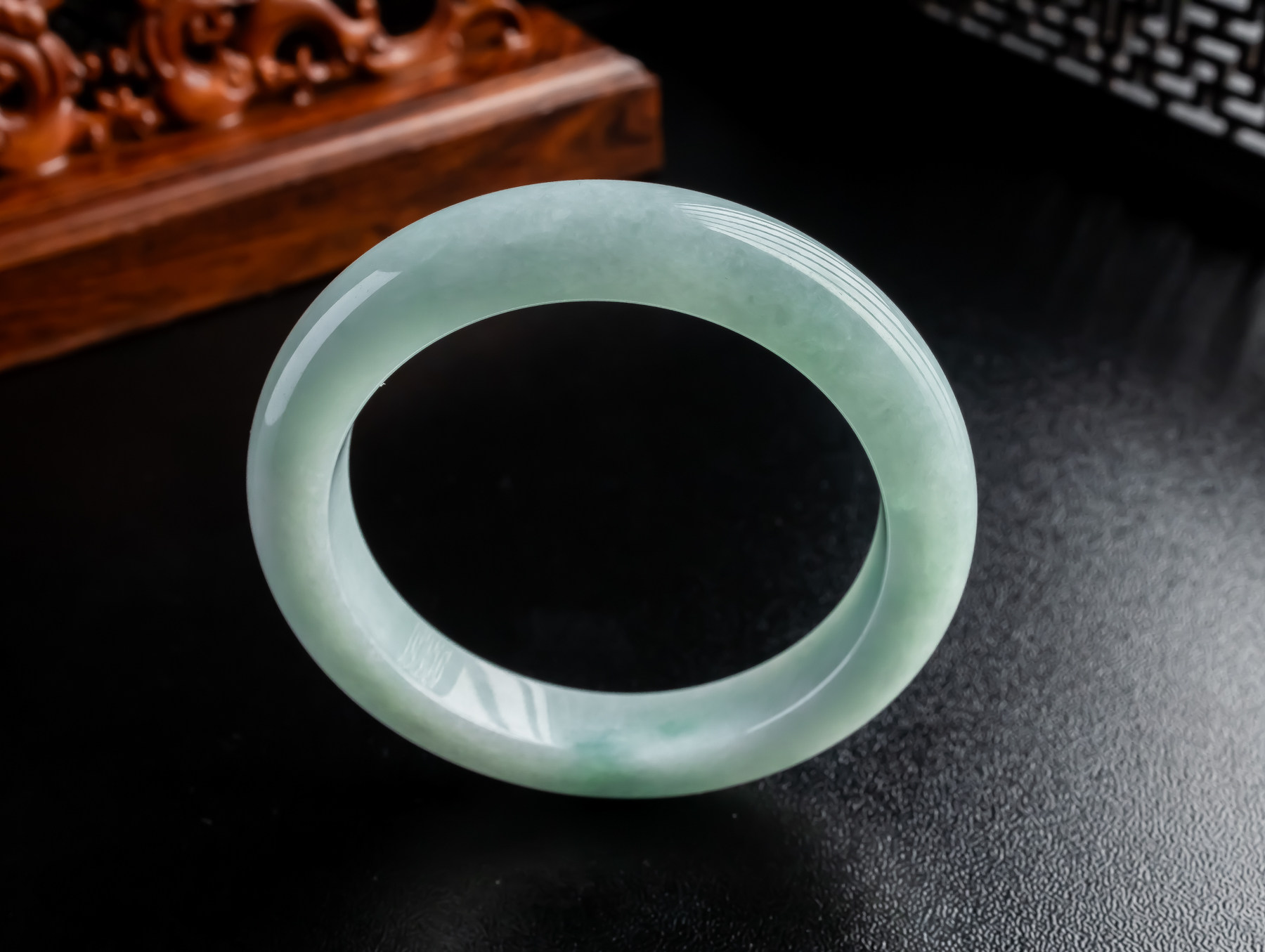 53圈口 天然A货翡翠玉镯冰满绿满色正圈手镯 50.88g
