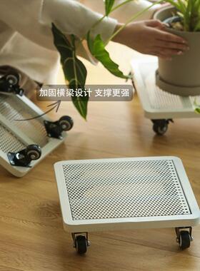 带刹车万向轮静音轮移动花盆托盘铁艺加厚特大号正方形底座带滚云