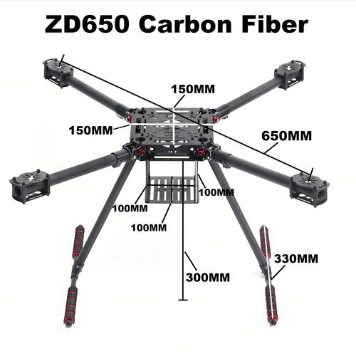 博立方碳纤维ZD650四轴飞行器带碳纤维PixhawkPRO M8N 简套