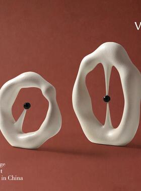 范琦斯堪的纳维亚灰色创意抽象几何陶瓷饰品样板间客厅桌面工艺装