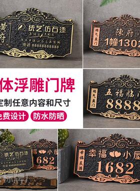 订制别墅号码牌门牌定制家用住宅金属入户创意彷古中式铝合金姓氏