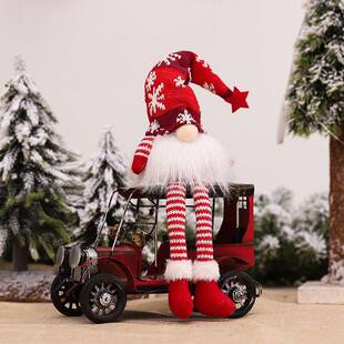 Santa red green long-legged elf figure Christmas tree doll