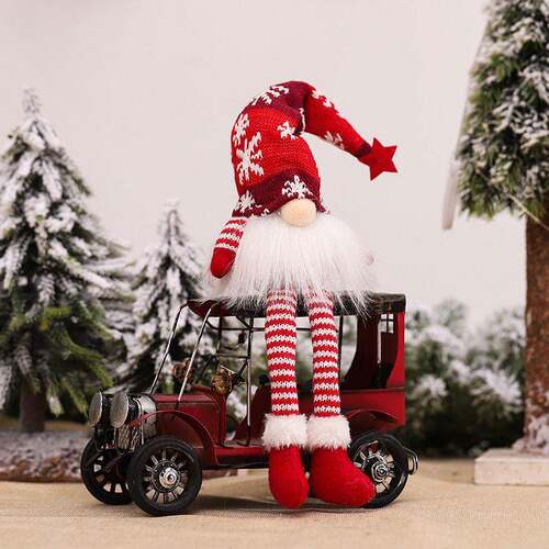 Santa red green long-legged elf figure Christmas tree doll