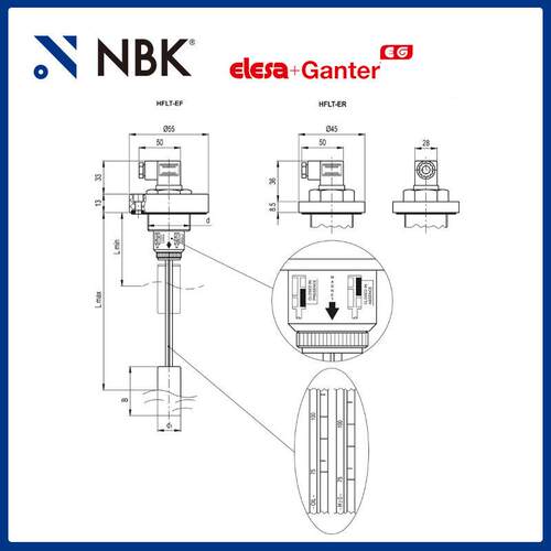 NBK ELESA HFLT-E 带浮子的快速液位指示器 科技聚合体通用配件