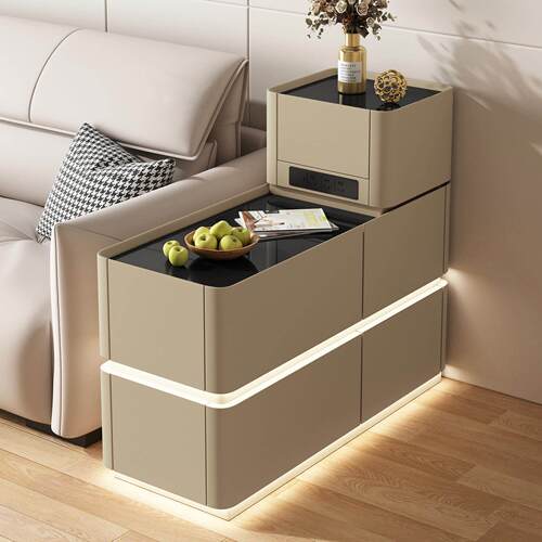 轻奢智能沙发边柜客厅高级感边几新款实木侧边柜简约置物柜收纳柜