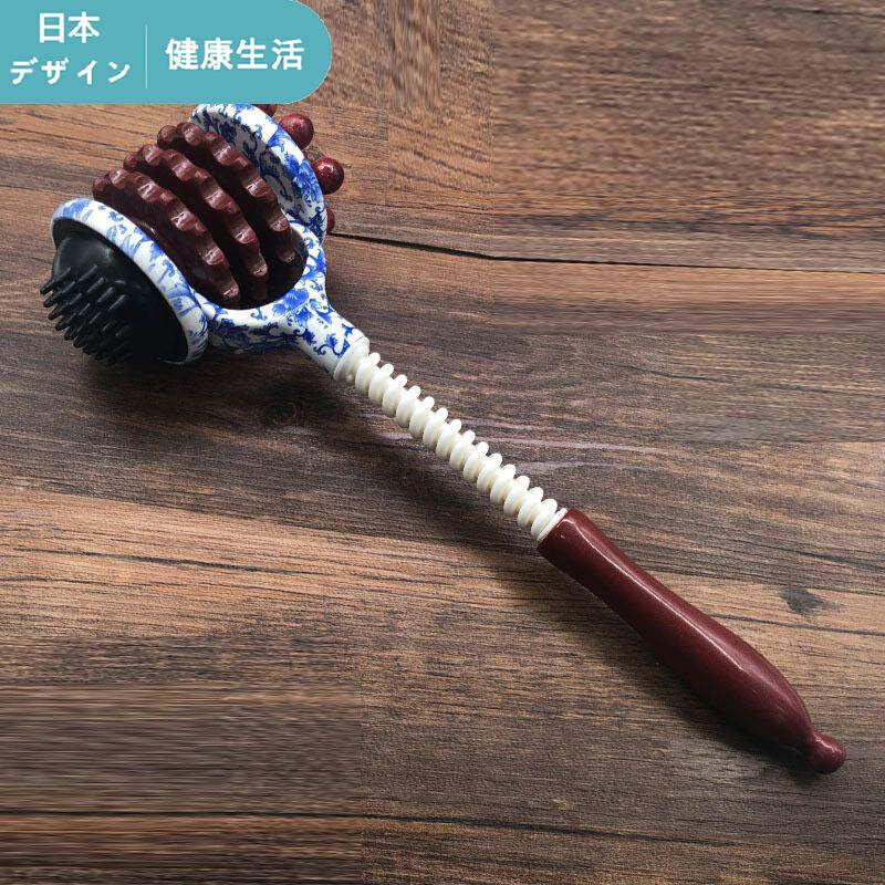 日本捶背神器捶背器敲打青花瓷滚轮拍打全身按摩锤子敲背锤肩颈健