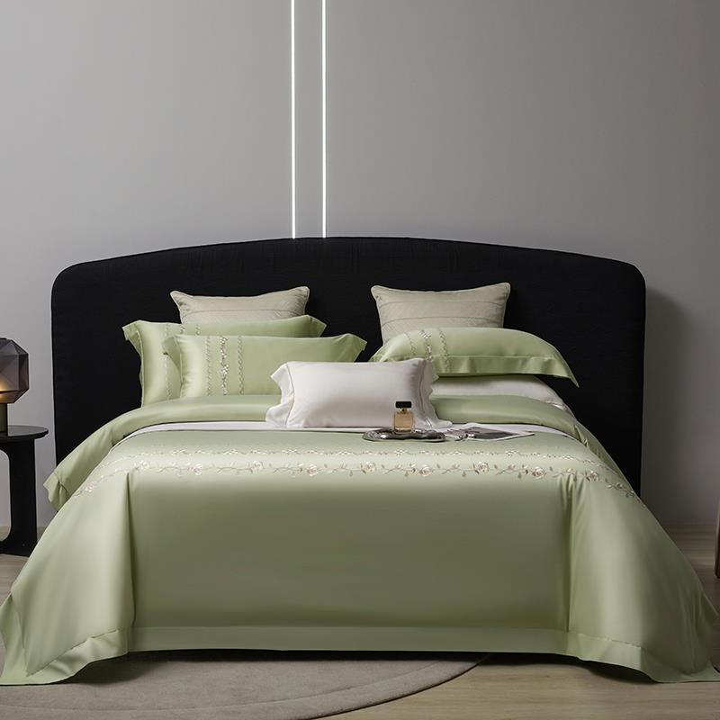 高档新结庆女方陪嫁床上婚四件套纯全棉棉粉色花轻奢绣高档被套罩