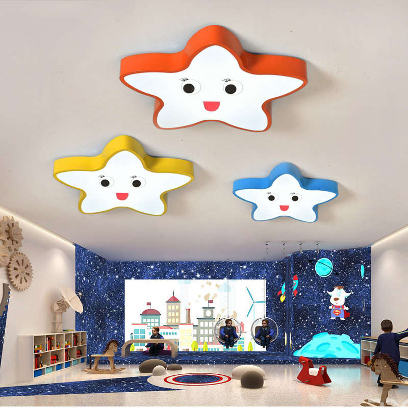 托班教室走廊过道吊幼儿园灯具母婴店卡通造型灯创意led星星吊灯