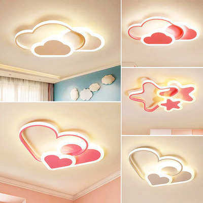 创意儿童房灯智能爱心云朵吸顶灯简约现代卧室灯卡通房间星星灯具