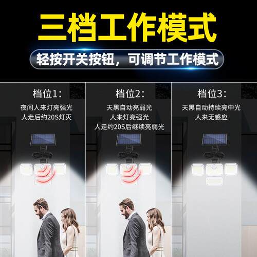新款头33L三E壁灯D跨境分体ly-333庭院灯户外人体感应3灯