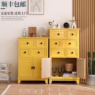 美式田园实木斗柜卧室收纳储物柜复古五斗柜客厅玄关储物抽屉柜