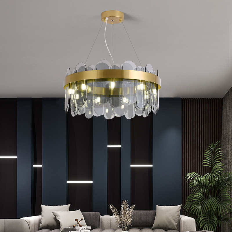 北欧轻奢现代简约创意水晶吊灯别墅客厅餐厅酒店大厅圆形金吊灯具