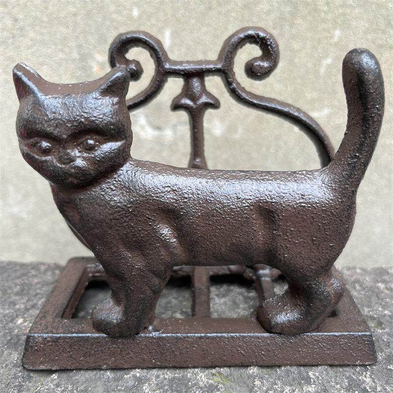 铸铁猫纸巾架覆古铁艺放餐巾纸的架子家居宾馆餐馆菜谱架桌面摆件