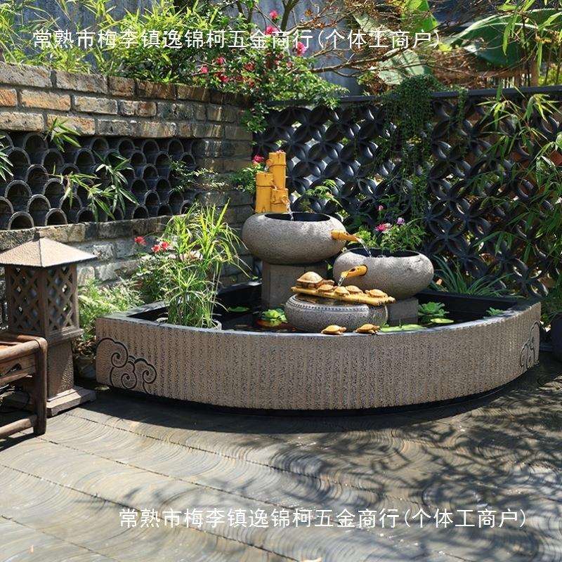 户外假山流水喷泉鱼缸摆件水景阳台庭院花园布置装饰造景景观鱼池