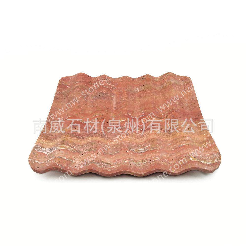 北欧风创意天然大理石盘子洞石果盘首饰展示托盘石制工艺品摆件